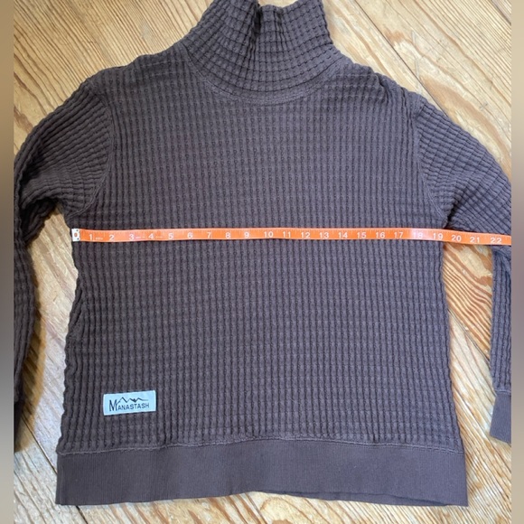 Manastash Mens Brown Snnuggle Thermal Bulky Neck Ribbed Sweater Small - Picture 10 of 12